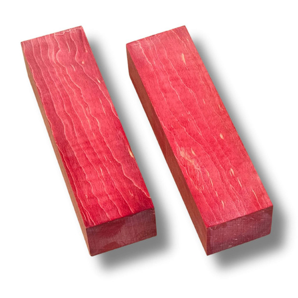 Stabilised maple wood block – red 130 × 40 × 30 mm – knife making handle material.