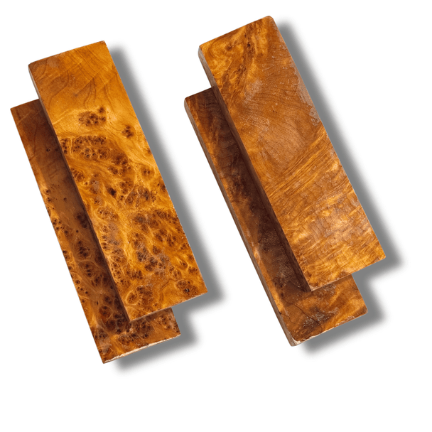 Cypress Burl Handle Scales – 130 × 40 × 10 mm (Set of 2) Cypress Burl Handle Scales – 130 × 40 × 10 mm (Set of 2)