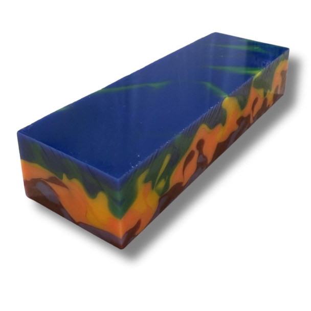 Multicolour layered acrylic handle block 120 x 40 x 23–25 mm for knife making
