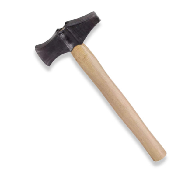 Blacksmith cross peen forging hammer 0.9 kg 2 lb full view with hardwood handle