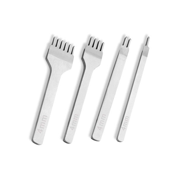Diamond leather stitching chisel set with rectangular handles