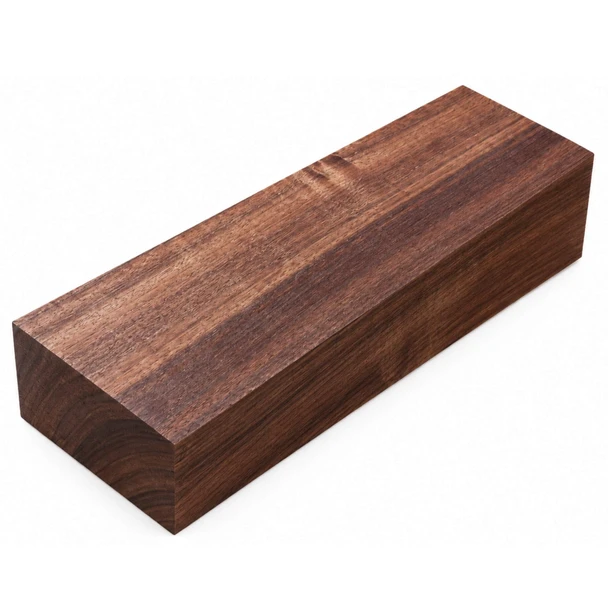 Burdekin Plum timber knife handle block, 150 x 50 x 30 mm, featuring rich reddish-brown tones, dark streaks and natural wood grain.