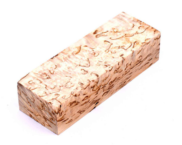 Curly birch handle block – extreme grade (120 × 40 × 30 mm)