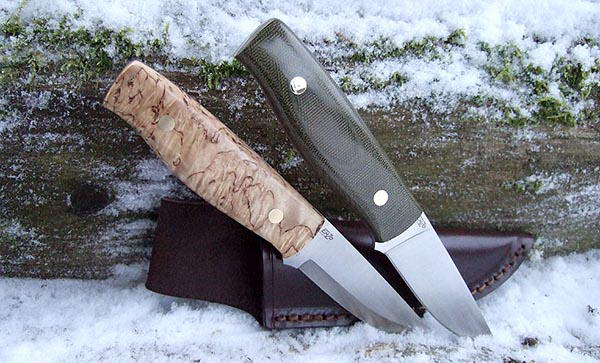 enzo-elver-knife-green-canvas-micarta-flat-grind-creativeman.com.au-and-enzo-elver-curly-birch.jpg