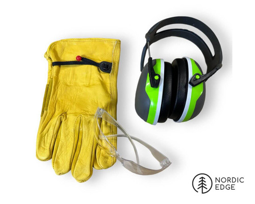 PPE Kit - Ear Muffs, Leather Gloves And Safety Glasses