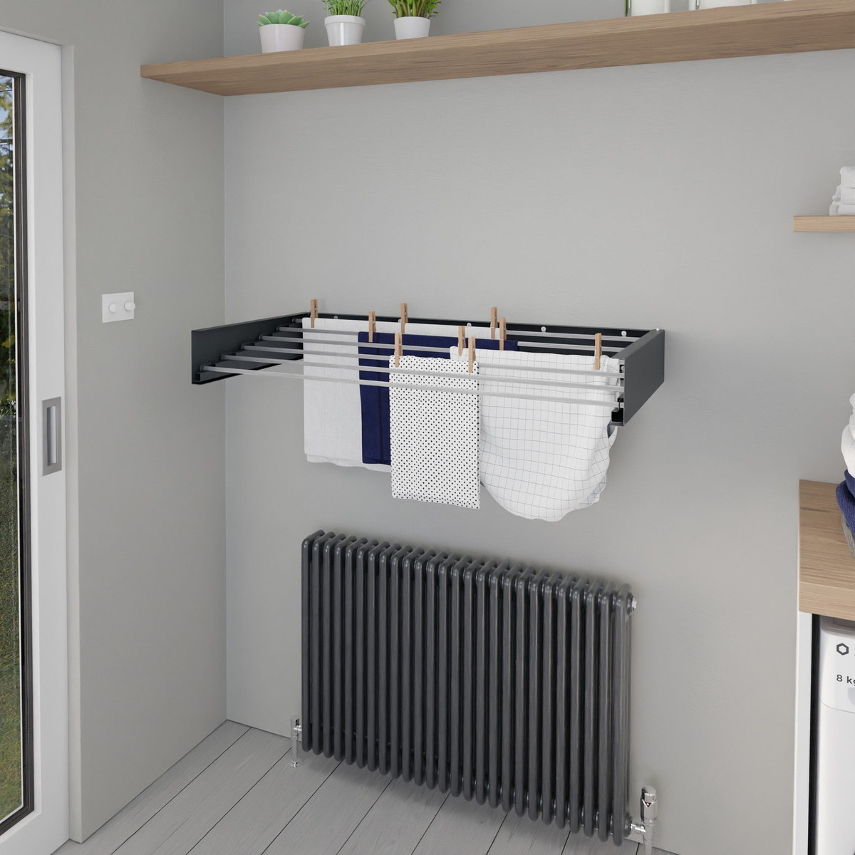 Glide Foldable Wall Mounted Clothes Rack 1000mm Anthracite Hot