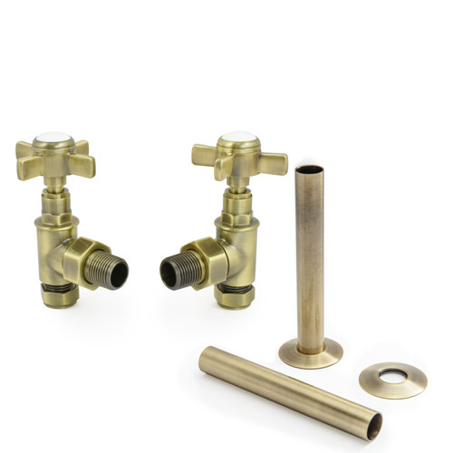 BAY-2-AG-PS-AB - Bayou Cross-Head Rad Valves and Pipe Sleeve Kit - Antique Brass