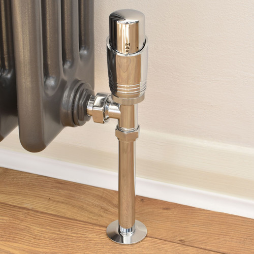 CASCA-AG-PS-C - Cascade Modern Angled Thermostatic Radiator Valve (TRV) and Sleeve Kit - Chrome