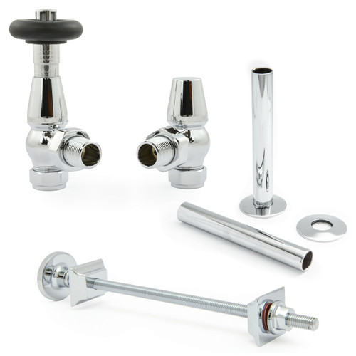 JOR-AG-WS-PS-C - Jordan Thermostatic Valve Bundle with Wall Stay and Pipe Sleeve - Chrome