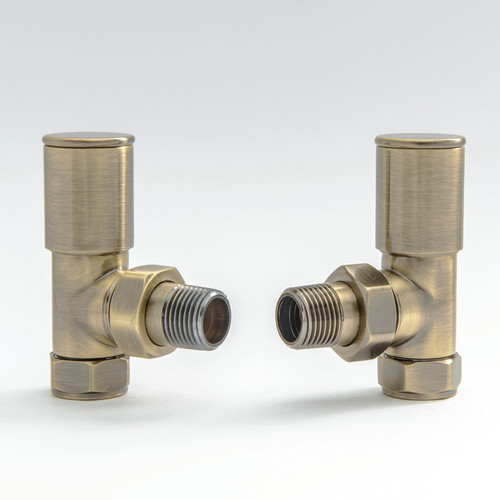 NIXIE-AG-AB - Nixie Angled Antique Brass Radiator Valves (Pair)