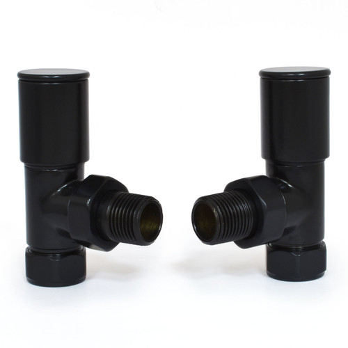 NIXIE-AG-JB - Nixie Angled Jet Black Radiator Valves (Pair)