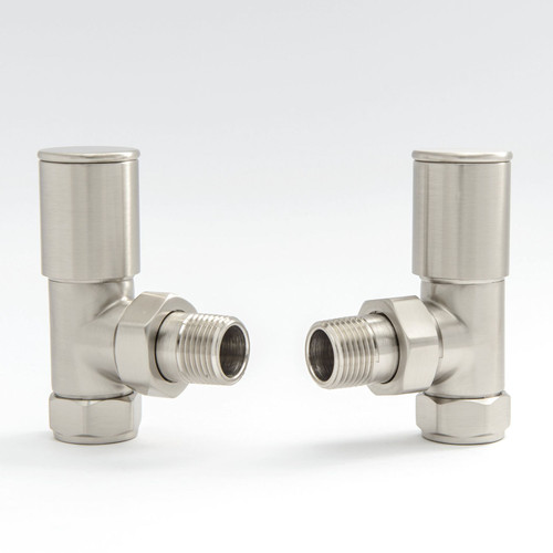 NIXIE-AG-SN - Nixie Angled Brushed Satin Nickel Radiator Valves (Pair)