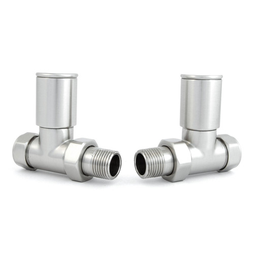 NIXIE-ST-SN - Nixie Straight Brushed Satin Nickel Radiator Valves (Pair)