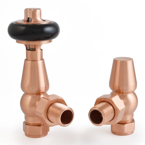 SHA-AG-BC - Shannon Traditional Thermostatic Radiator Valve - Brushed Copper (Angled TRV)