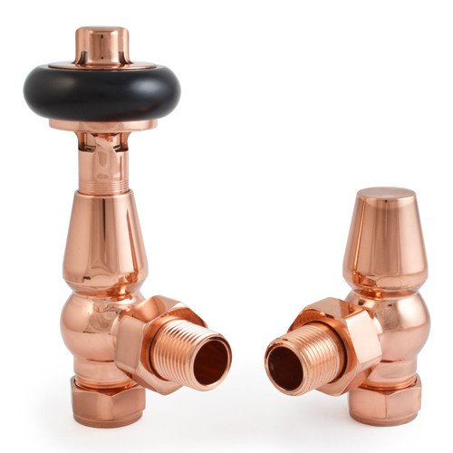 SHA-AG-PC - Shannon Traditional Thermostatic Radiator Valve - Polished Copper (Angled TRV)