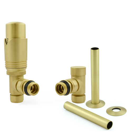 MAREL-3-AG-PS-BB - Marella Angled TRV Brushed Brass Wheel Head and Lock Shield With Sleeves