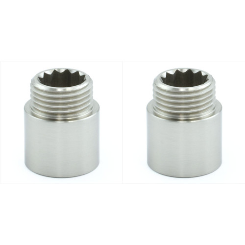 HF-RIG-20-SN-2 - Hot Flow | 20mm Rigid Radiator Valve Extensions 1/2 inch BSP - Brushed Satin Nickel (Pair)