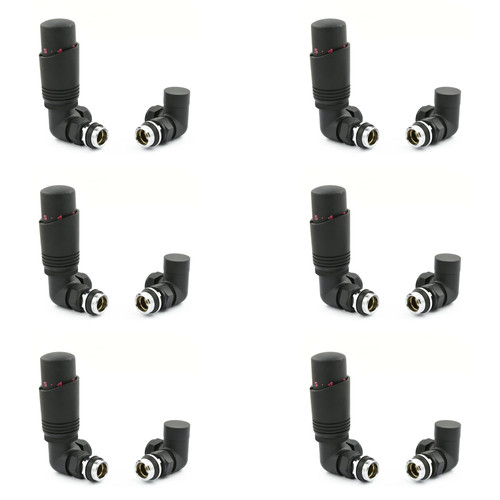 CASCA-CR-6-TB - Cascade Modern Corner Thermostatic Radiator Valve (TRV) - Textured Black (x6)