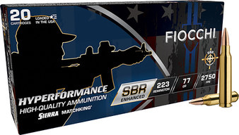 FIOCCHI 223 REM SBR ENHANCED - 77GR HPBT 20RD 10BX/CS