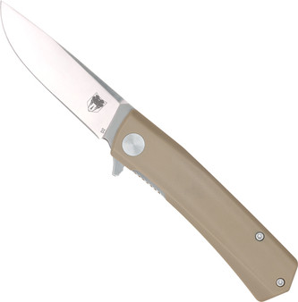 COBRATEC SERPENT FOLDER 3" - SS/TAN D2 BLADE G-10 SCALES