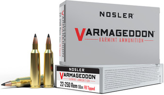 NOSLER VARMAGEDDON 22-250 REM - 55GR FBT 20RD 10BX/CS
