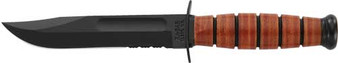 KA-BAR FIGHTING/UTILITY KNIFE - 5.25" SHRT W/LTHR USMC SERRTD