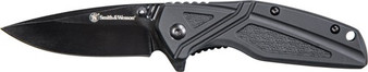 S&W KNIFE BLACK RUBBER 3" BLK - OXIDE BLADE W/POCKET CLIP