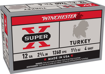 WIN AMMO SUPER-X TURKEY 12GA. - 2.75" 1-1/2OZ #4 10RD 10BX/CS