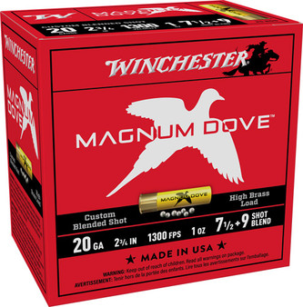 WINCHESTER MAGNUM DOVE 20GA - 2.75" 1OZ #7.5&9 25RD 10BX/CS
