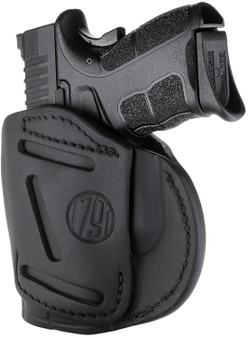 1791 Gunleather 4WH4SBLR 4-Way  IWB/OWB Size 04 Stealth Black Leather Belt Clip Compatible w/Glock 26/Springfield XD/XDS/S&W M&P Shield Plus Right Hand