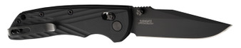 Hogue  Deka  3.25" Folding Clip Point Plain Black Cerakote CPM MagnaCut SS Blade, Black Crosshatch Textured GRN Handle, Includes Pocket Clip