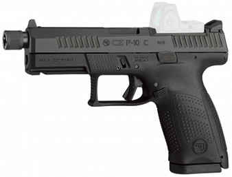 CZ-USA 91513 P-10 C  Compact 9mm Luger 17+1 4.02" Black Threaded Barrel, Black Nitride Optic Ready/Serrated Steel Slide, Black Polymer Frame w/Picatinny Rail, Interchangeable Backstrap Grip