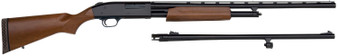 Mossberg 54282 500 Combo Full Size 20 Gauge Pump 3" 5+1 Blued 26" Slugster/24" Fully-Rifled Barrels, Blued Steel Receiver, Fixed Wood Stock, Right Hand, Fully Rifled Bore Barrel