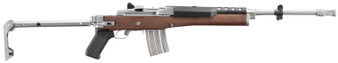Ruger 5895 Mini-14  223 Rem/5.56 NATO 20+1 18.50" Matte Stainless Threaded Barrel, Matte Stainless Picatinny Rail  Receiver, Walnut/Stainless Wood Side Folding Side Folding Stock, Black Polymer Grip