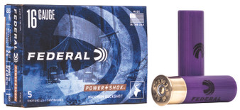 Federal F1641B Power-Shok Magnum 16Gauge 2.75" 12Pellets 1 3/16oz 1BuckShot 5 Per Box/50 Case