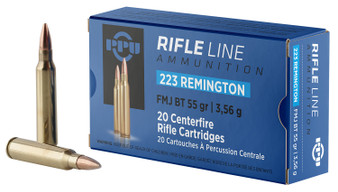 PPU PP223F1 Standard Rifle  223Rem 55gr Full Metal Jacket Boat Tail 20 Per Box/50 Case
