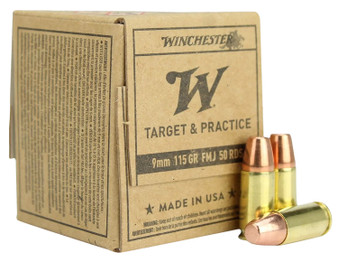 Winchester Ammo SG9W50 USA  9mmLuger 115gr Full Metal Jacket 50 Per Box/20 Case