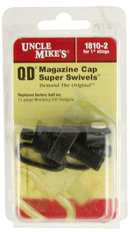 Uncle Mike's 18102 Mag Cap Swivel Set made of Steel with Blued Finish, 1" Loop Size & Quick Detach Style for 12 Gauge Mossberg 500 Includes Two Super Swivels