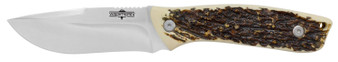 Camillus 19246 Western Crosstrail 4.25" Fixed Drop Point Plain Silver 420 Steel Titanium Bonded Blade, Stag/Antler Delrin Handle, Includes Belt Loop/Sheath