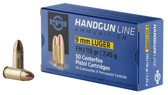 PPU PPH9F1 Handgun  9mmLuger 115gr Full Metal Jacket 50 Per Box/20 Case