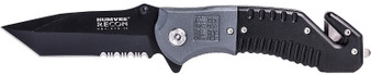Humvee Adventure Gear HMVKTR08 Humvee Recon Folding Plain/Serrated Black Stainless Steel Blade, Black/GrayHandle