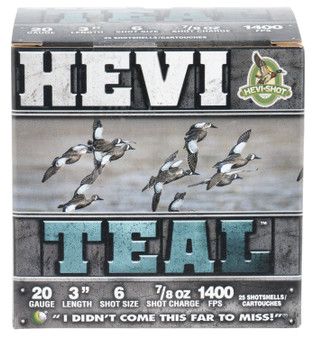 HEVI-Shot HS62006 HEVI-Teal  20Gauge 3" 7/8oz 6Shot 25 Per Box/10 Case
