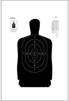 Action Target B34100 Qualification  Silhouette Paper Hanging 25 yds 17.50" x 23" Black/White 100 Per Box