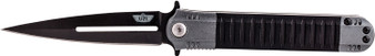 Uzi Accessories UZKFDR009 Covert  3.50" Folding Spear Point Plain Black Stainless Steel Blade Black/Gray Aluminum Handle Includes Metal Clip