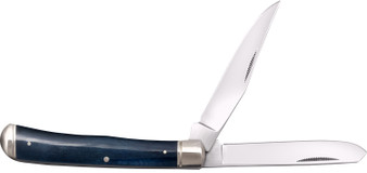 Cold Steel CSFLTRPRB Trapper  3" Folding Clip/Spey Plain 8Cr13MoV SS Blade/Dark Blue  w/Polished Bolsters Bone Handle