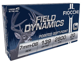 Fiocchi 7MM08B Field Dynamics  7mm-08Rem 139gr Pointed Soft Point 20 Per Box/10 Case