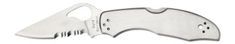 Spyderco BY04PS2 Byrd Meadowlark 2 2.94" Folding Clip Point Part Serrated 8Cr13MoV SS Blade Stainless Steel Handle Includes Pocket Clip
