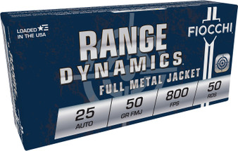 Fiocchi 25AP Range Dynamics  25ACP 50gr Full Metal Jacket 50 Per Box/20 Case