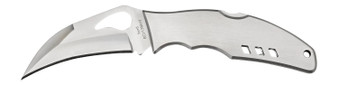 Spyderco BY07P Byrd Crossbill 3.50" Folding Hawkbill Plain 8Cr13MoV SS Blade, Stainless Steel Handle Includes Pocket Clip