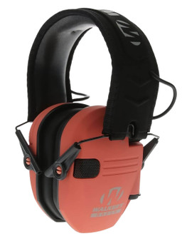 Walker's GWPRSEMCOR Razor Slim Electronic Muff 23 dB Over the Head Coral/Black Polymer